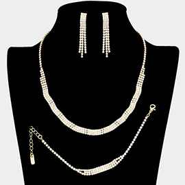 Wavy Rhinestone Necklace Jewelry Set