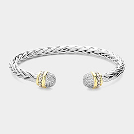 CZ Stone Paved Ball Tip Cuff Bracelet