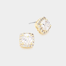 CZ Stone Cluster Stud Earrings