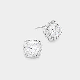 CZ Stone Cluster Stud Earrings