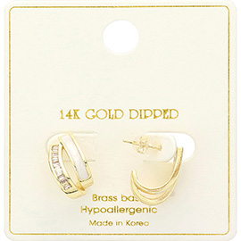 14K Gold Dipped Duo J Shape Earrings