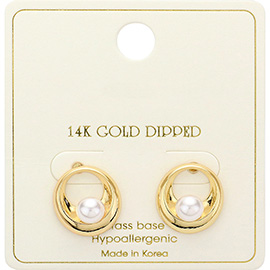 14K Gold Dipped Inner Circle Pearl Stud Earrings