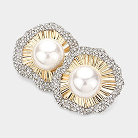 Pearl Rhinestone Flower Earrings