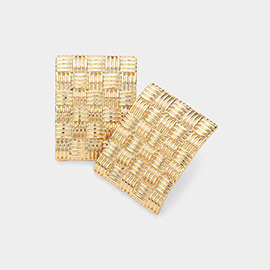 Textured Metal Rectangle Earrings