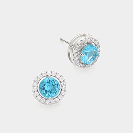 14K Gold Dipped CZ Stone Stud Earrings