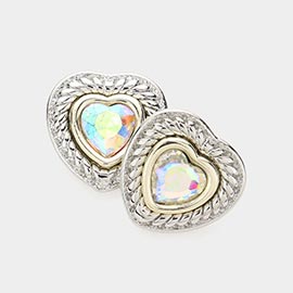 Heart Stone Pointed Stud Earrings