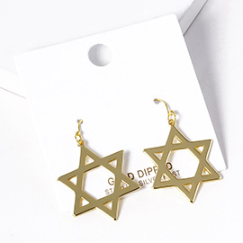 Gold Dipped Star Of David Dangle Earrings