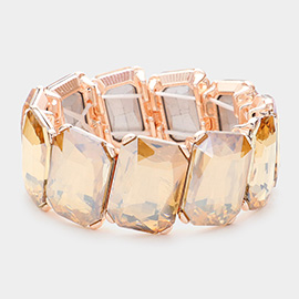 Rectangle Crystal Stone Cluster Stretch Evening Bracelet