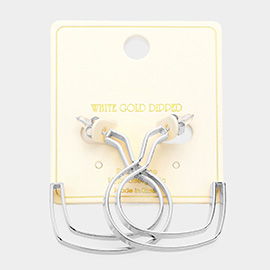 White Gold Dipped Heart Hoop Earrings