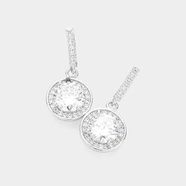 Round CZ Stone Dangle Evening Earrings