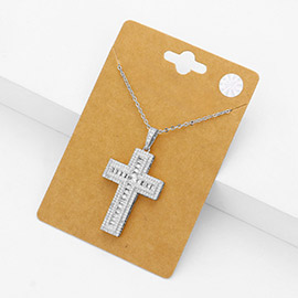 CZ Stone Paved Cross Pendant Necklace