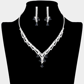 Teardrop Stone Accented Rhinestone Paved Necklace