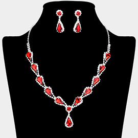 Teardrop Rhinestone Accented Necklace