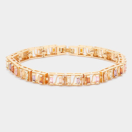 Baguette Round CZ Stone Accented Evening Bracelet