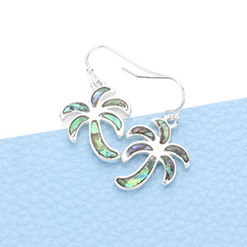 Abalone Palm Tree Dangle Earrings