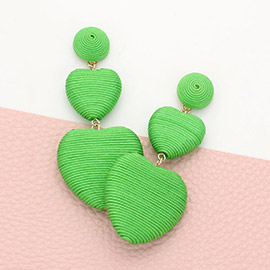 Thread Wrapped Double Heart Dropdown Earrings