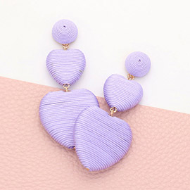 Thread Wrapped Double Heart Dropdown Earrings