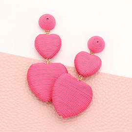 Thread Wrapped Double Heart Dropdown Earrings