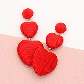 Thread Wrapped Double Heart Dropdown Earrings