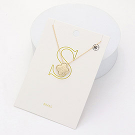 Quatrefoil Initial S Pendant Necklace