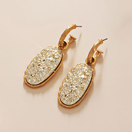 Oval Druzy Dangle Earrings