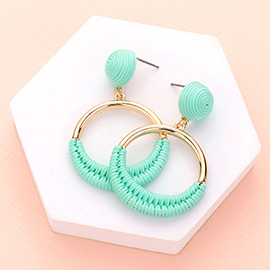 Thread Wrapped Open Circle Dangle Earrings