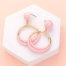 Thread Wrapped Open Circle Dangle Earrings