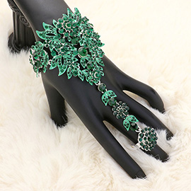 Crystal Rhinestone Accented Hand Chain Evening Bracelet