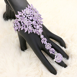 Crystal Rhinestone Accented Hand Chain Evening Bracelet