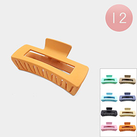 12PCS - Solid Matted Rectangle Hair Claw Clips