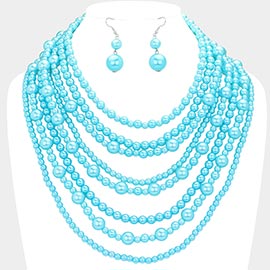 Pearl Multi Strand Bib Necklace