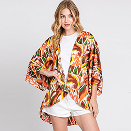 Boho Print Sleeve Cover Up Kimono Poncho