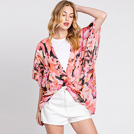 Floral Print Cover Up Kimono Poncho