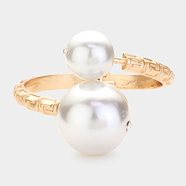 Pearl Ball Tip Hinged Bangle Bracelet