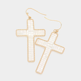 Beaded Cross Dangle Earrings