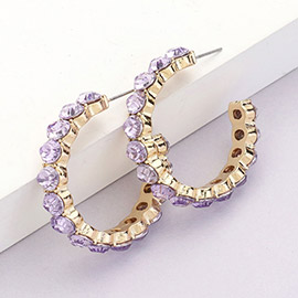 Round Stone Cluster Hoop Earrings