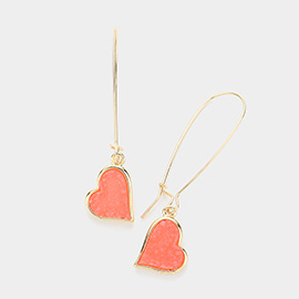 Druzy Heart Dangle Earrings