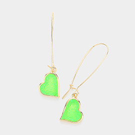 Druzy Heart Dangle Earrings