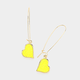 Druzy Heart Dangle Earrings