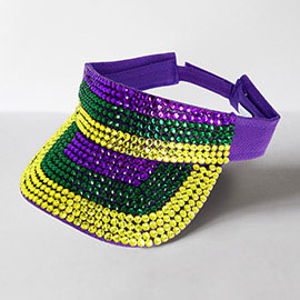 Bling Studded Mardi Gras Visor Hat