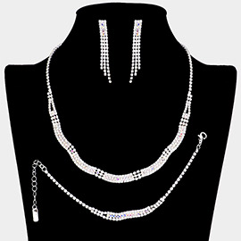 Rhinestone Paved Necklace Jewelry Set