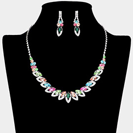 Marquise Stone Pointed Rhinestone Paved Necklace