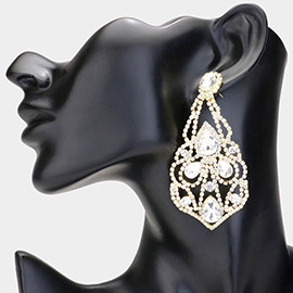 Teardrop Stone Pointed Chandelier Evening Earrings