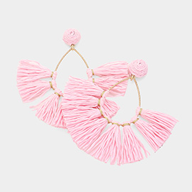 Raffia Fringe Fan Dangle Earrings