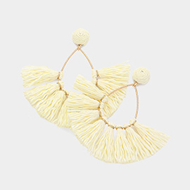 Raffia Fringe Fan Dangle Earrings