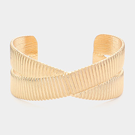 Textured Metal Crisscross Cuff Bracelet