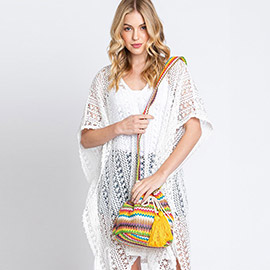 Multi Color Striped Bucket Bag