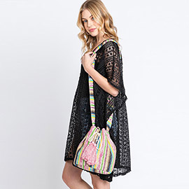 Multi Color Striped Bucket Bag