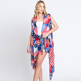 American USA Flag Vest Poncho