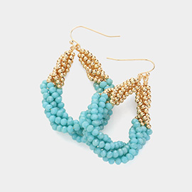 Faceted Beaded Twisted Open Teardrop Dangle Earrings